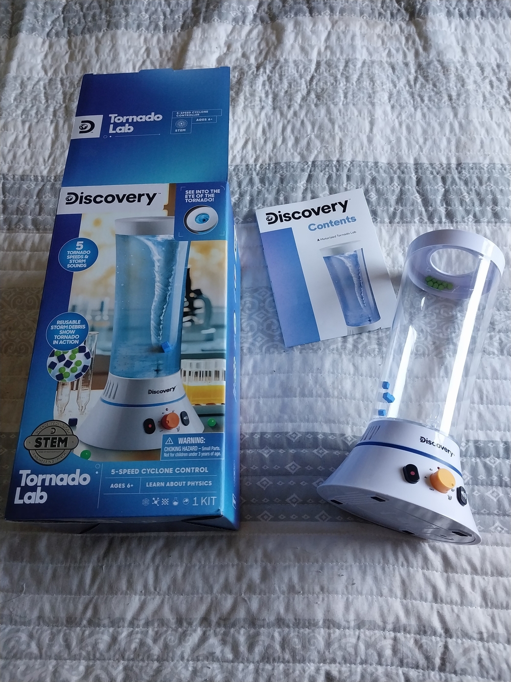 Discovery Tornado Lab STEM Display with White Base and Blue Cyclone
